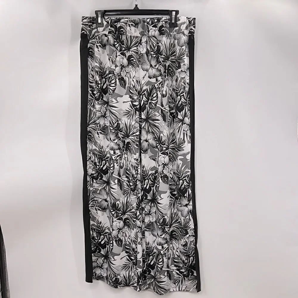 French Laundry XL wide leg tropical black white pants
